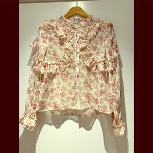 Flower sparkle silk blouse